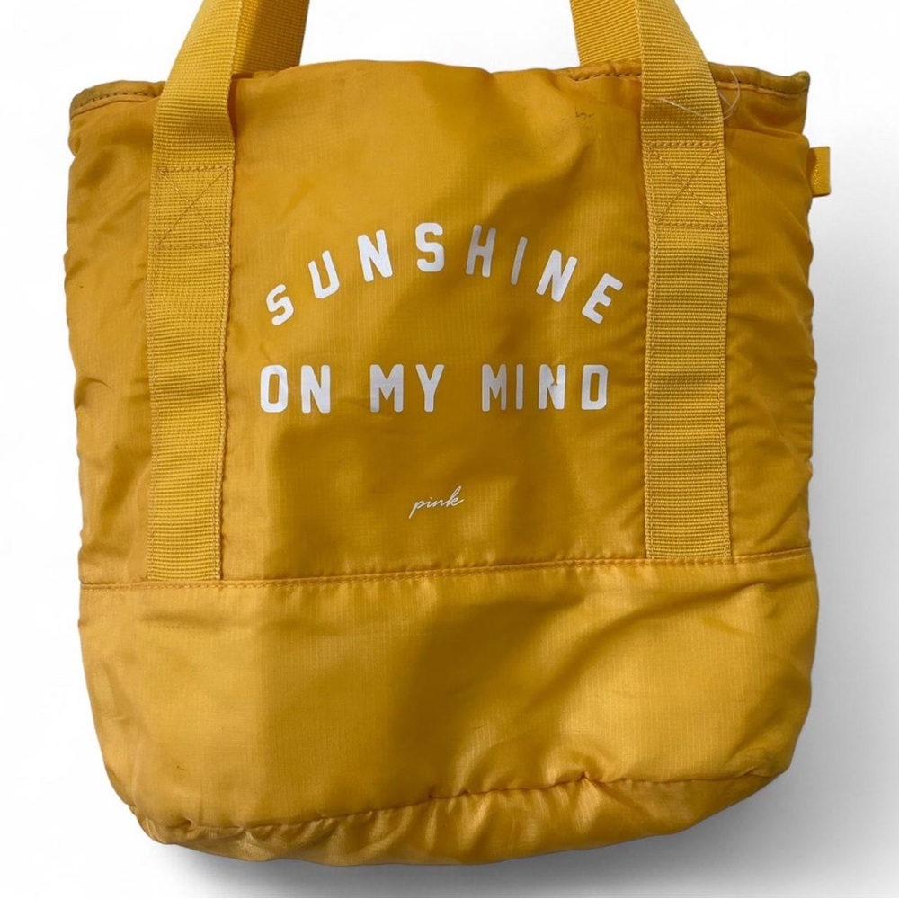 PINK Victorias Secret Yellow White Sunshine On My Mind Insulated Cooler Tote Bag - Picture 4 of 14